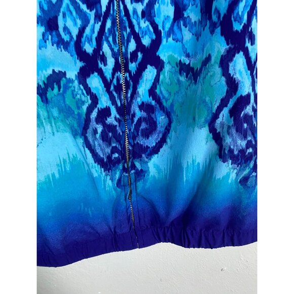 Zenergy Chicos 2 Blue Ikat Zip Up Jacket Sz Large Boho Geometric Artsy Lagenlook - Picture 9 of 14